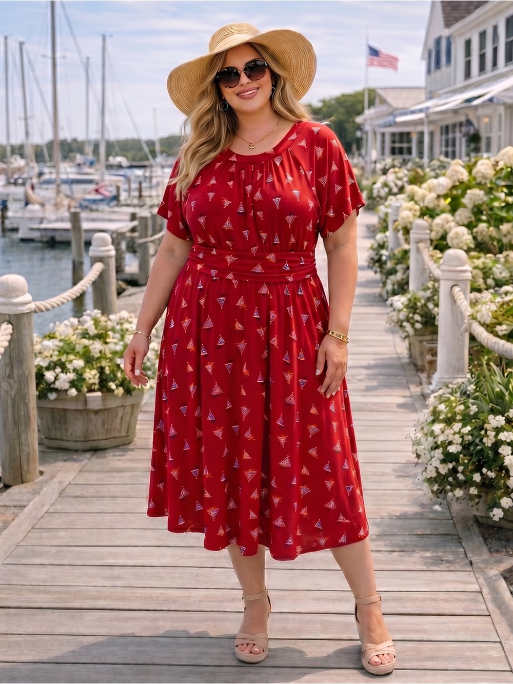 VINTAGE SIGNATURE COLLECTION Sailboat Midi Dress